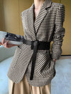 Women's Houndstooth Belted Split-Hem Blazer 5