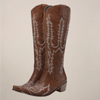 Women's Knee-High Cowboy Boots with Embroidered Design 0
