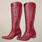 Women's Knee-High Cowboy Boots with Embroidered Design 2