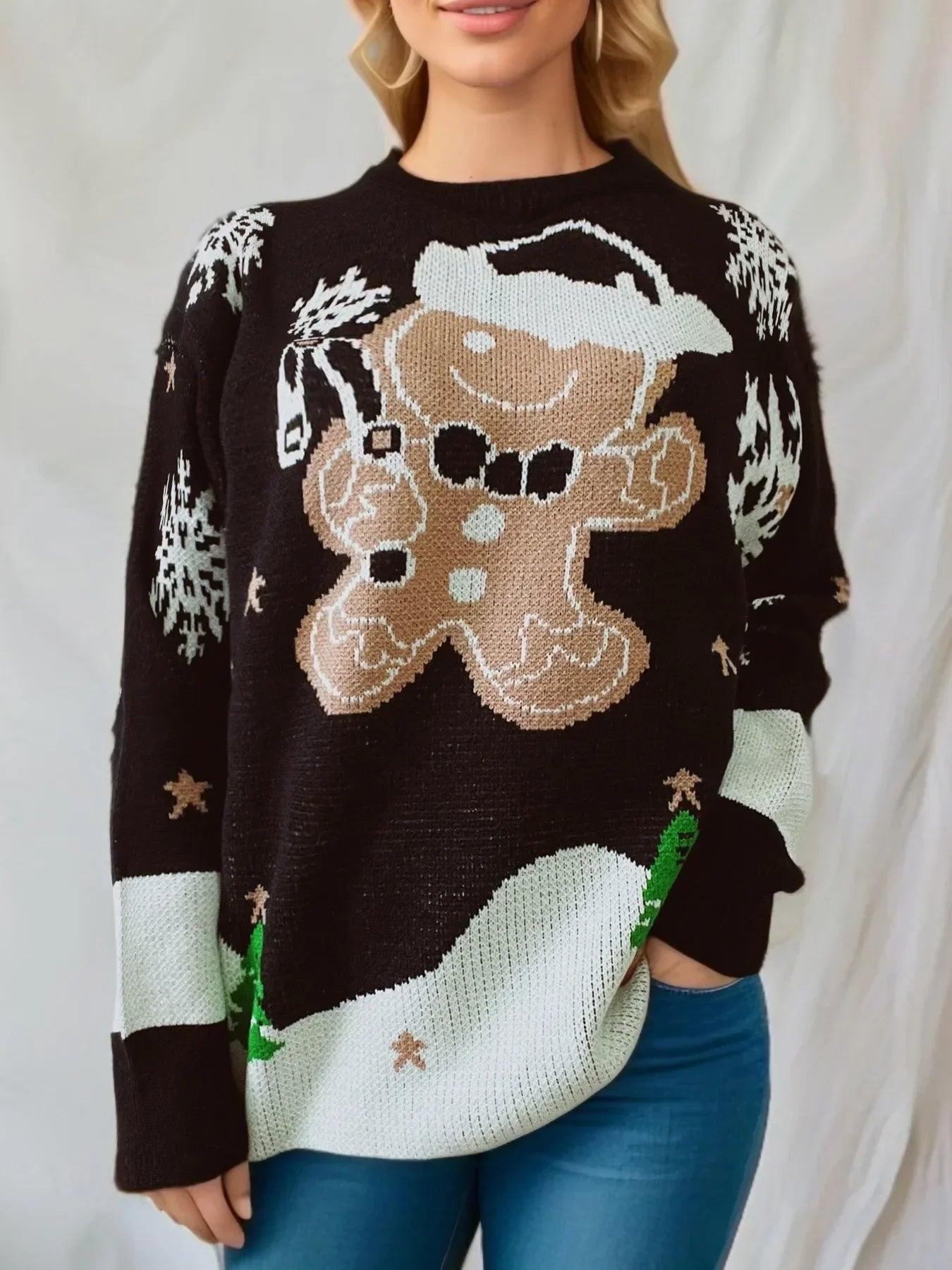 Women's Knitted Long Sleeve Christmas Sweater 0