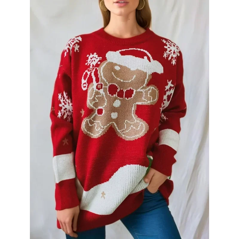 Women's Knitted Long Sleeve Christmas Sweater 1