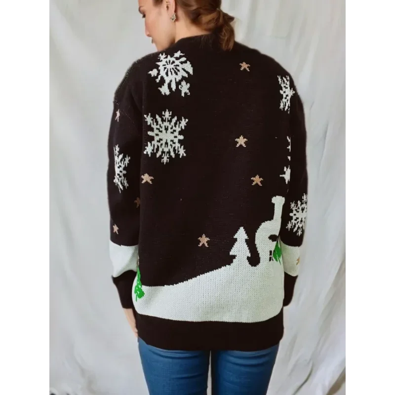 Women's Knitted Long Sleeve Christmas Sweater 4