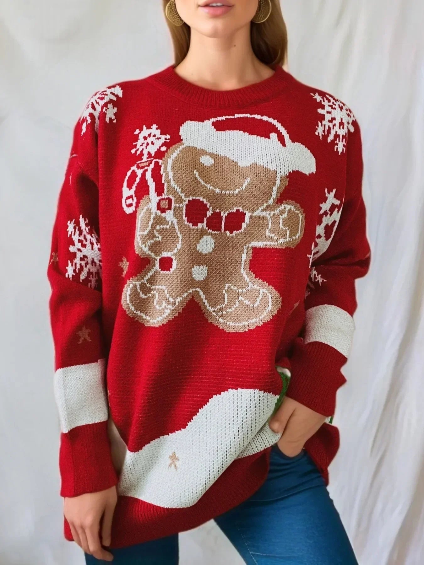 Women's Knitted Long Sleeve Christmas Sweater 6