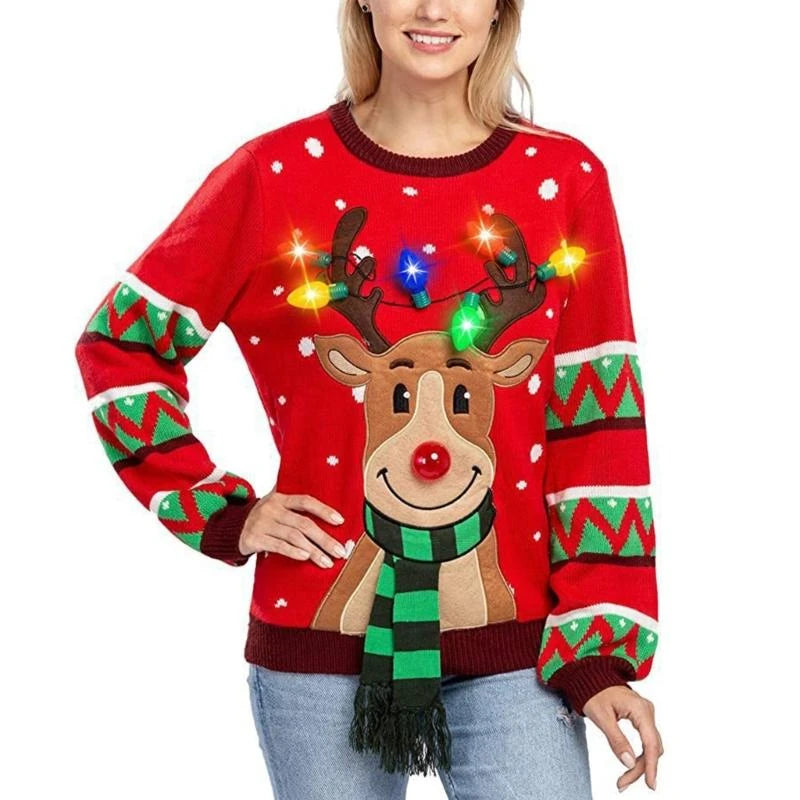 Women's LED Light Up Holiday Sweater Christmas 0