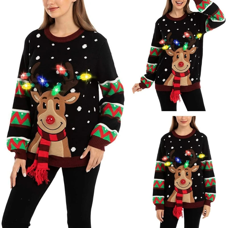Women's LED Light Up Holiday Sweater Christmas 4