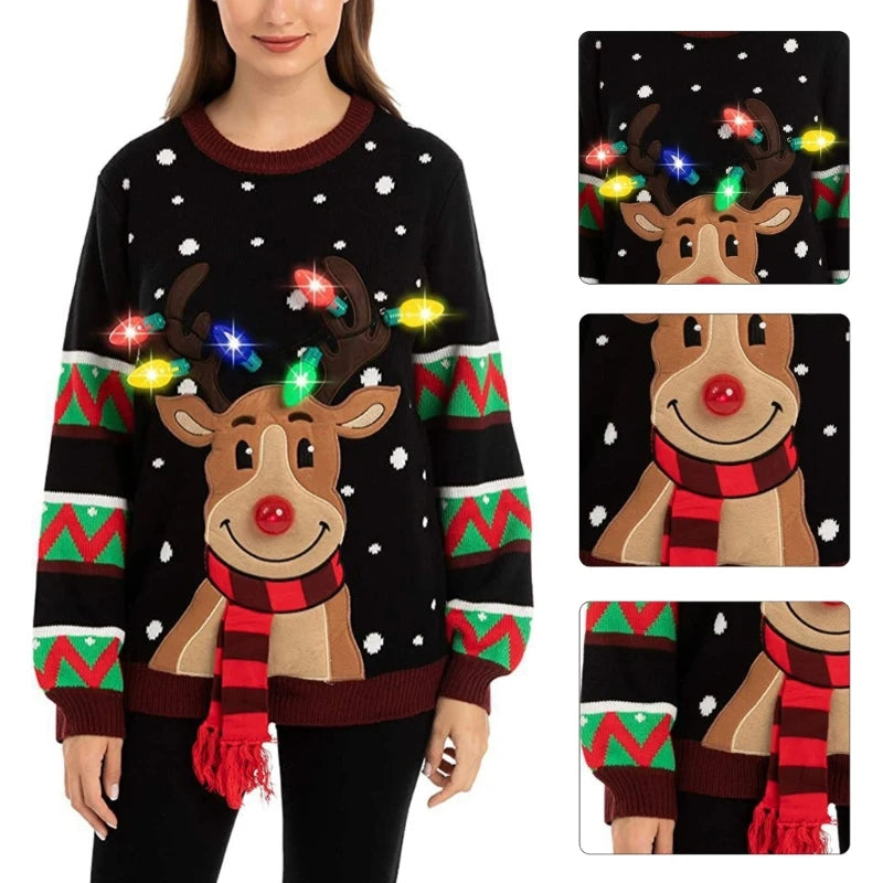 Women's LED Light Up Holiday Sweater Christmas 5