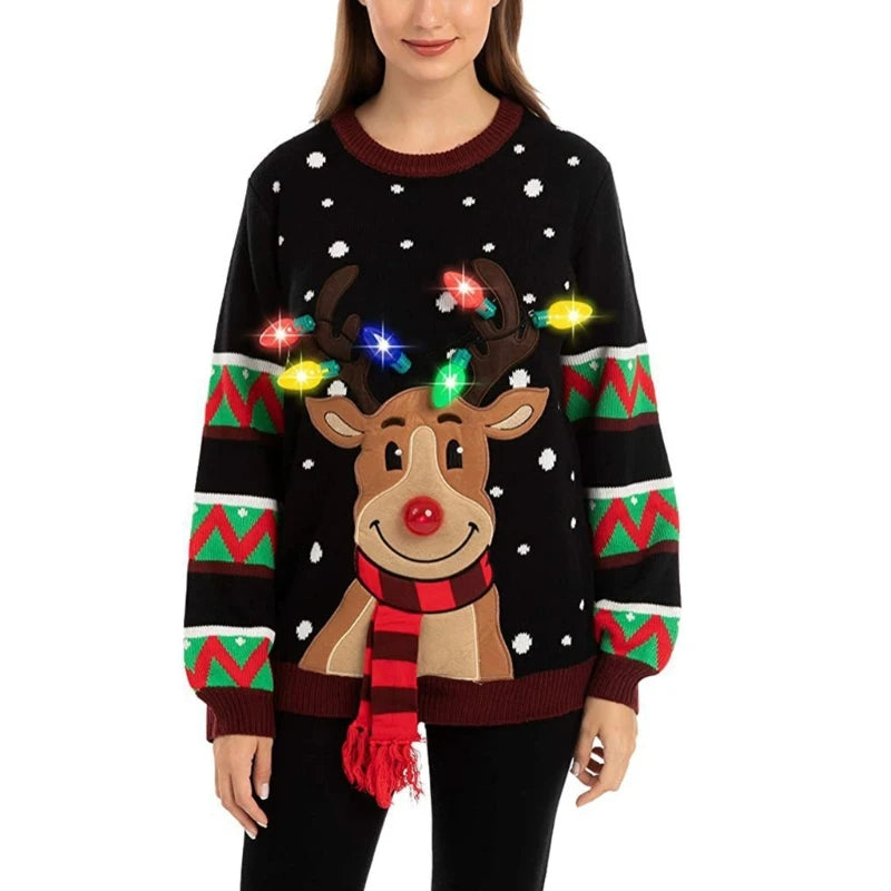 Women's LED Light Up Holiday Sweater Christmas 7
