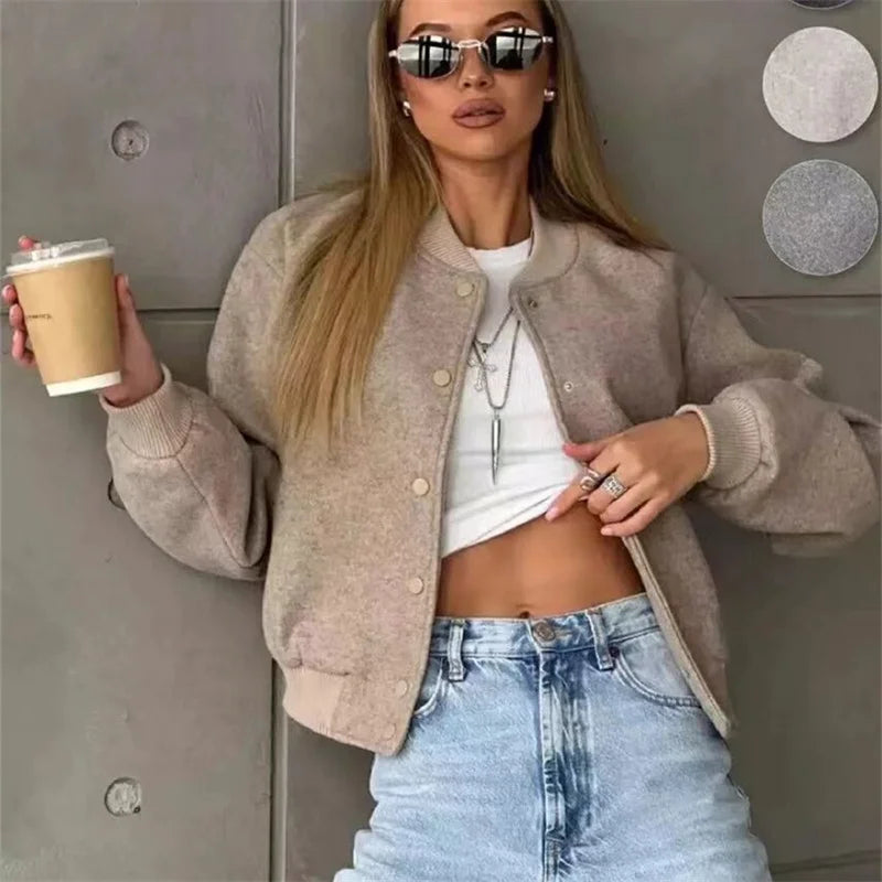 Women's Light Cropped Bomber Jacket 2