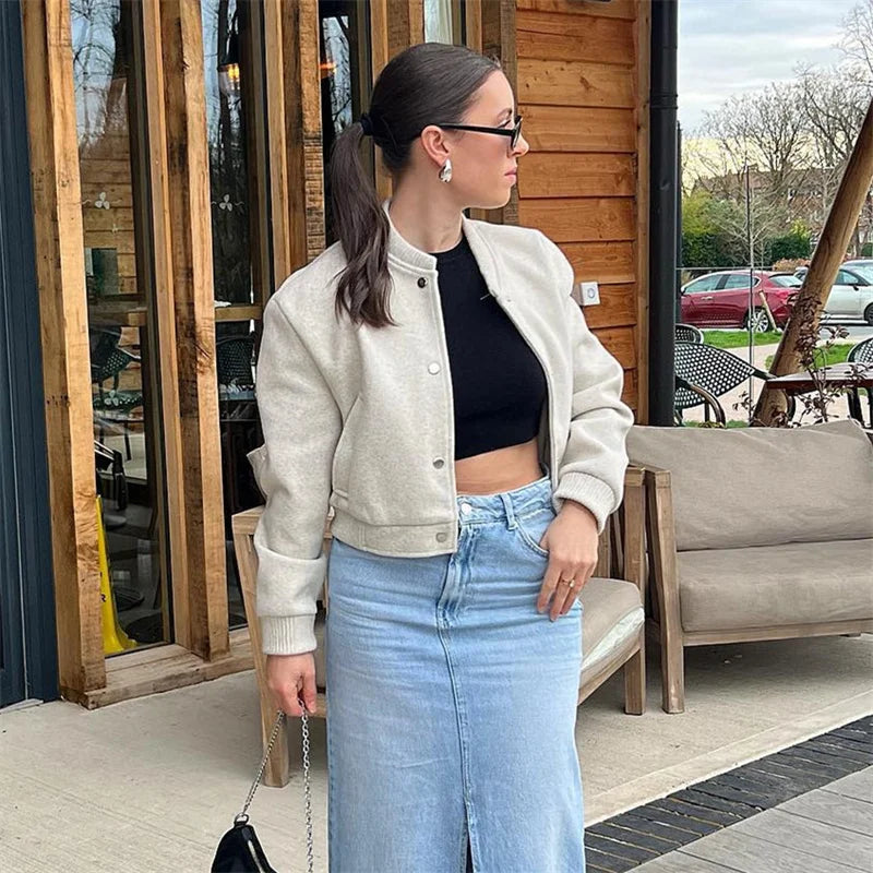 Women's Light Cropped Bomber Jacket 5