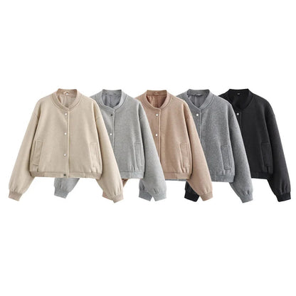 Women's Light Cropped Bomber Jacket 6