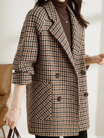 Women’s Long Checkered Blazer – Classic Autumn Winter Style 3