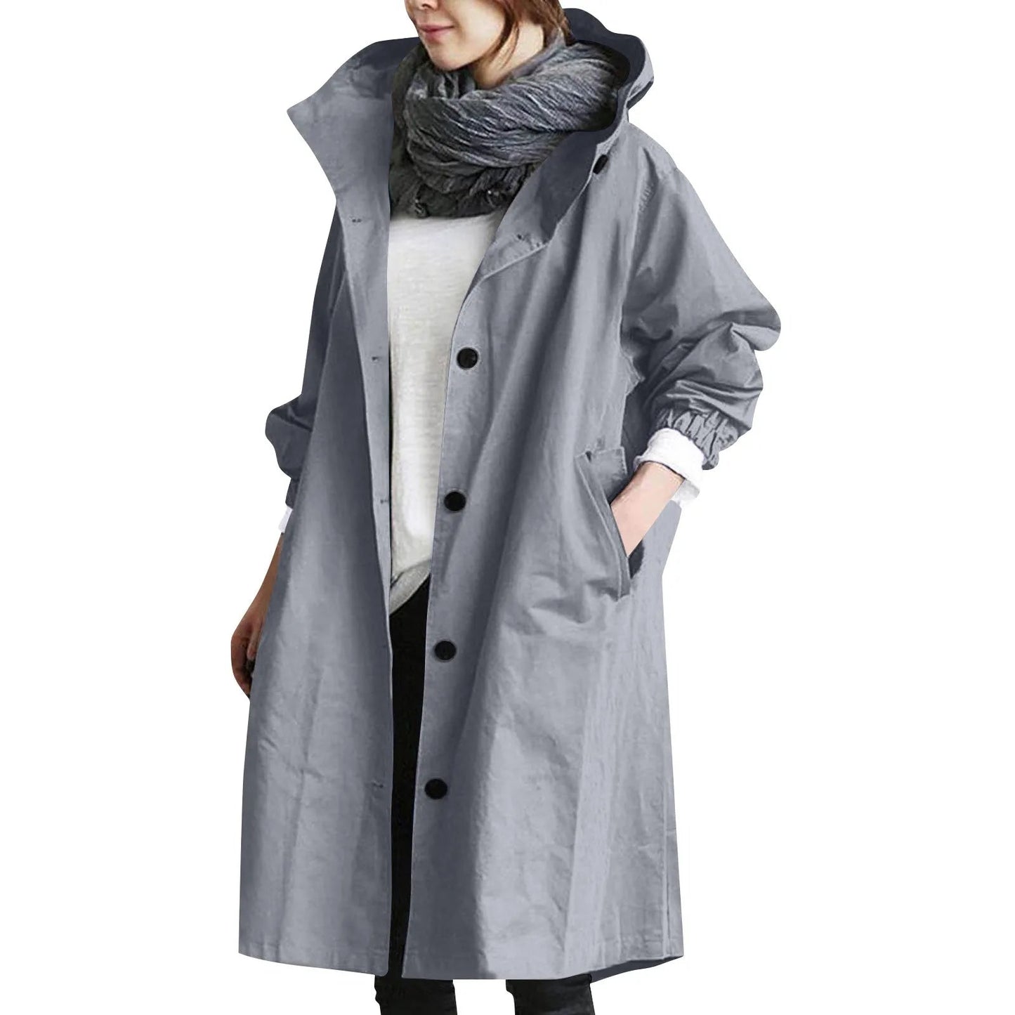 Women's Long Hooded Trench Coat 0