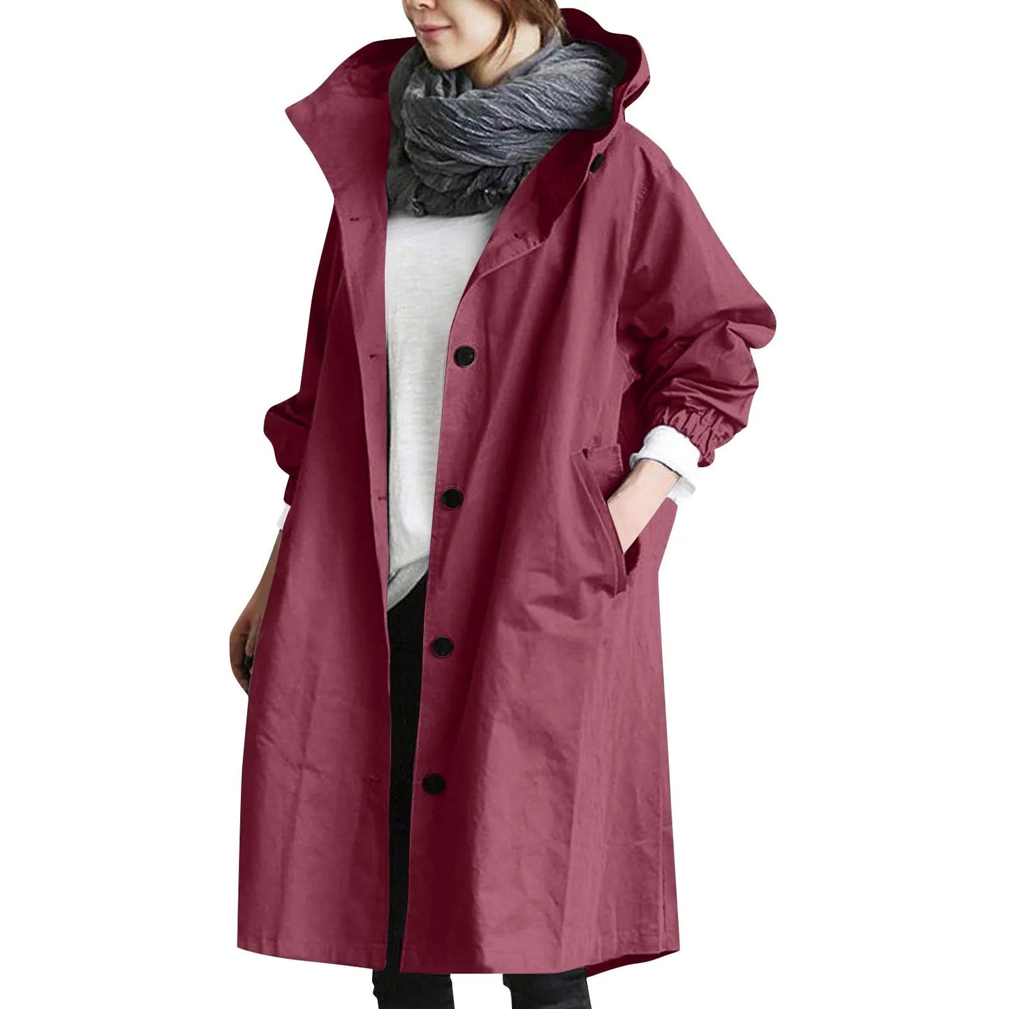 Women's Long Hooded Trench Coat 2