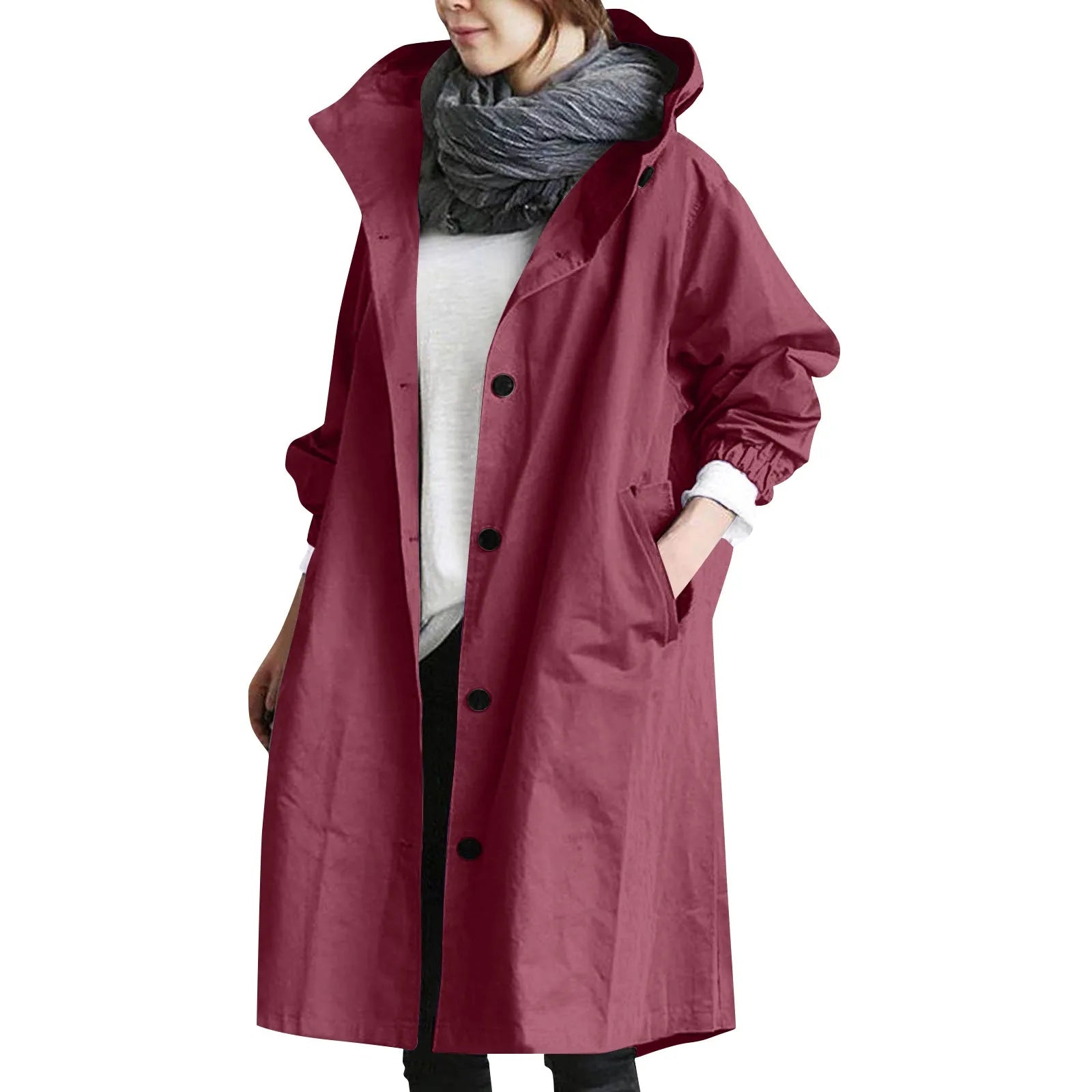 Women's Long Hooded Trench Coat 2