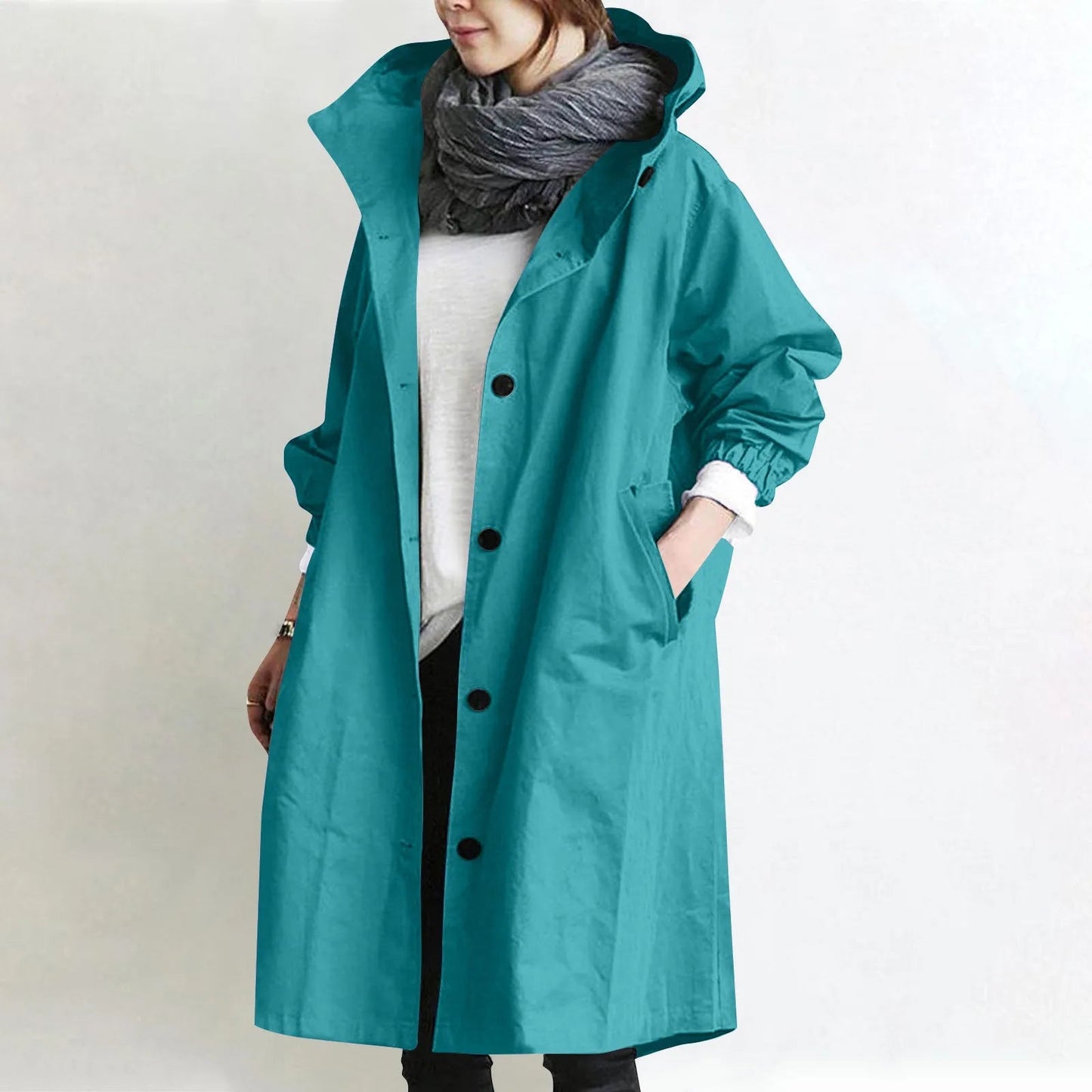 Women's Long Hooded Trench Coat 5