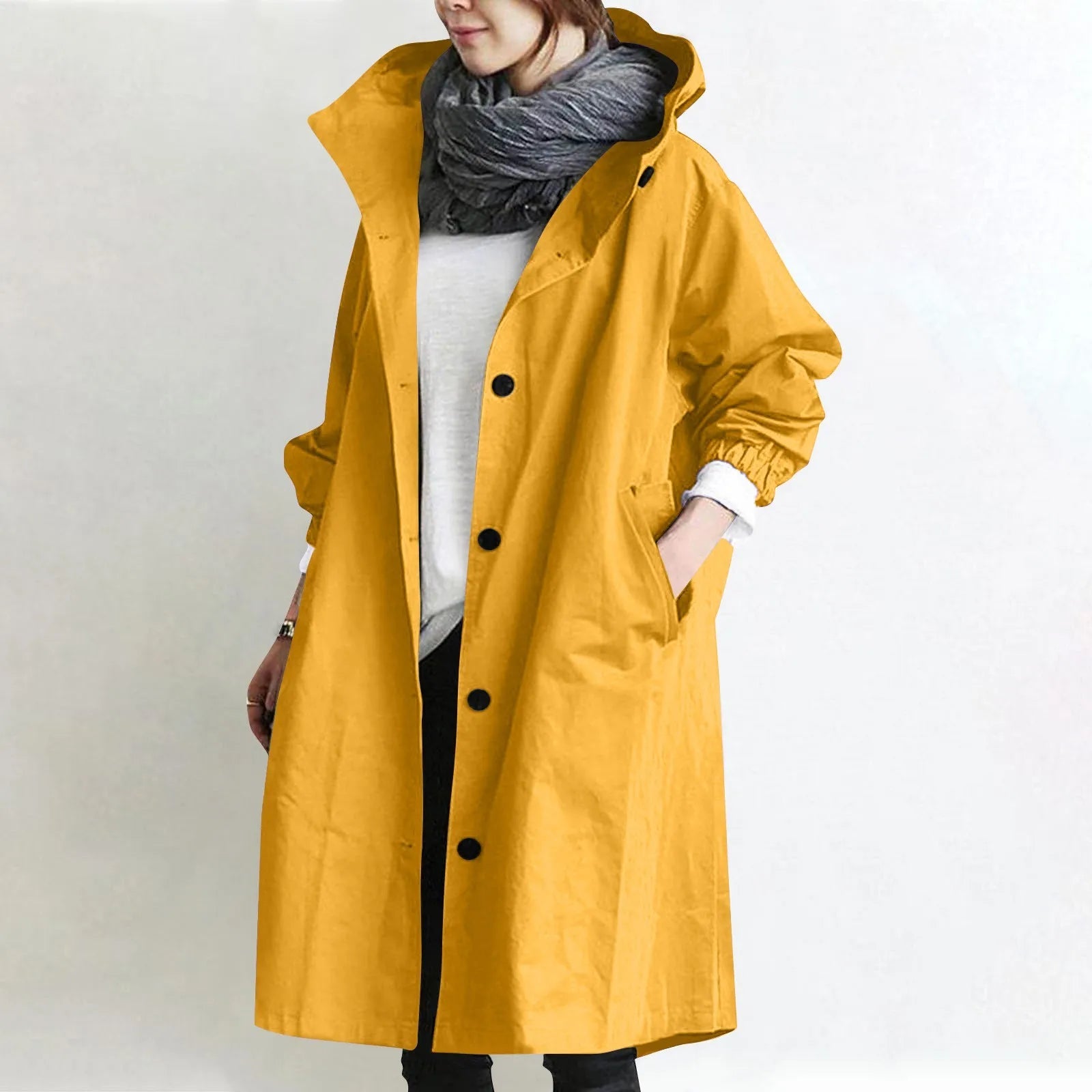 Women's Long Hooded Trench Coat 8