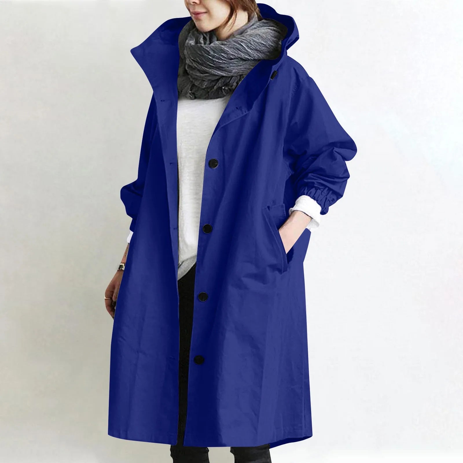Women's Long Hooded Trench Coat 9