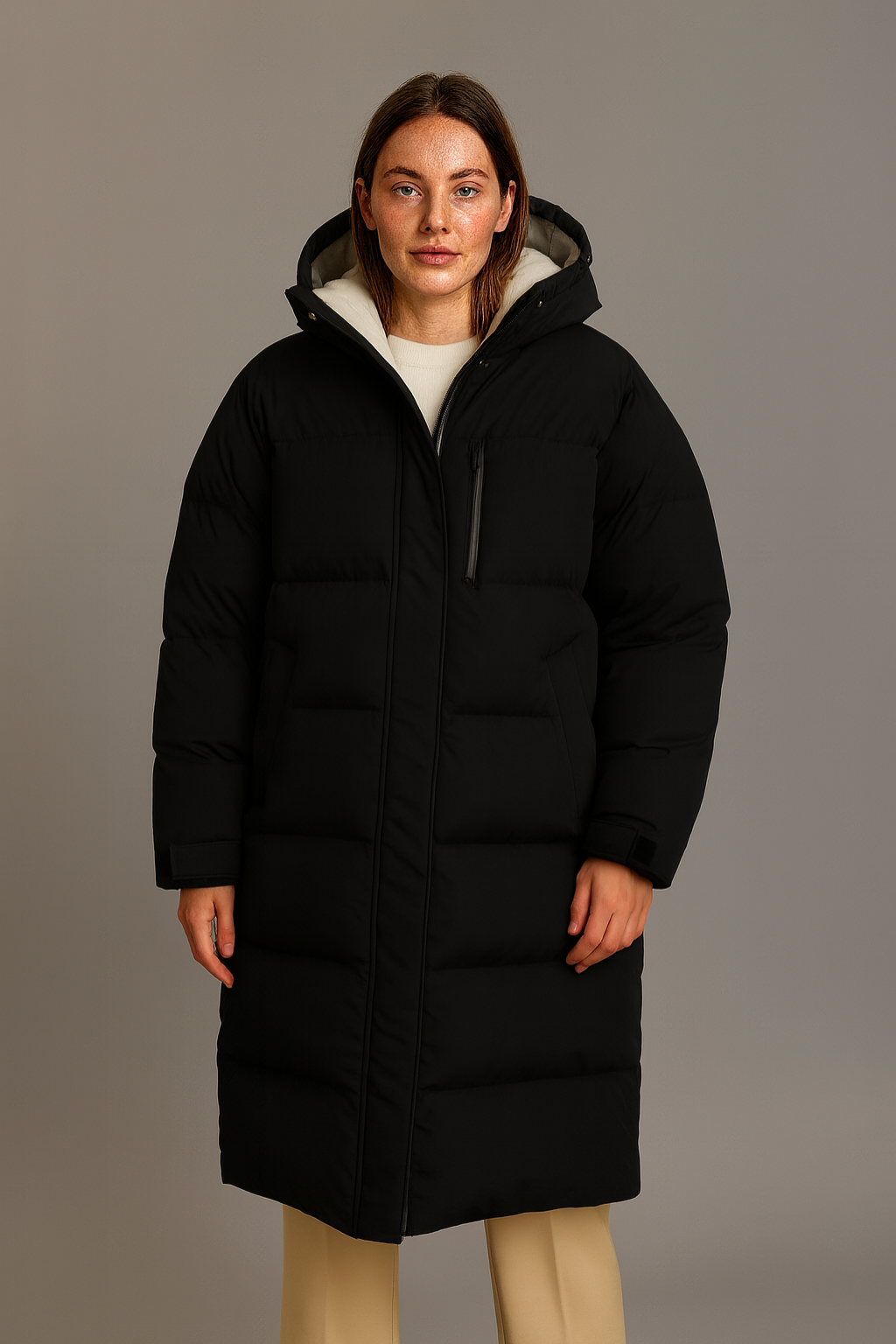 Women’s Longline Hooded Puffer Coat Jacket 0