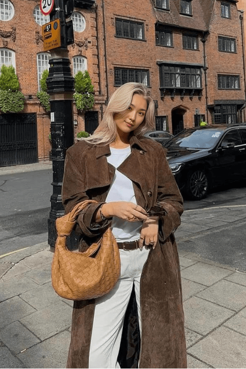 Women's Maxi Trench Coat Vegan Suede 0