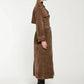Women's Maxi Trench Coat Vegan Suede 1