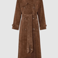 Women's Maxi Trench Coat Vegan Suede 3