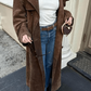 Women's Maxi Trench Coat Vegan Suede 5