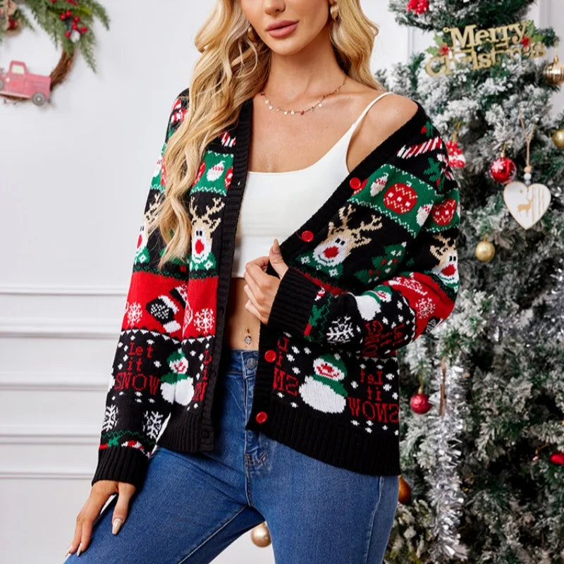 Women's Merry Xmas Holiday Knitted Cardigan Sweater 4