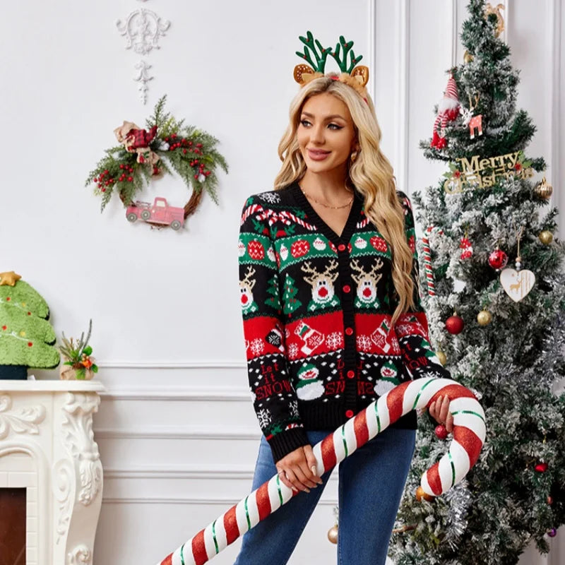 Women's Merry Xmas Holiday Knitted Cardigan Sweater 6