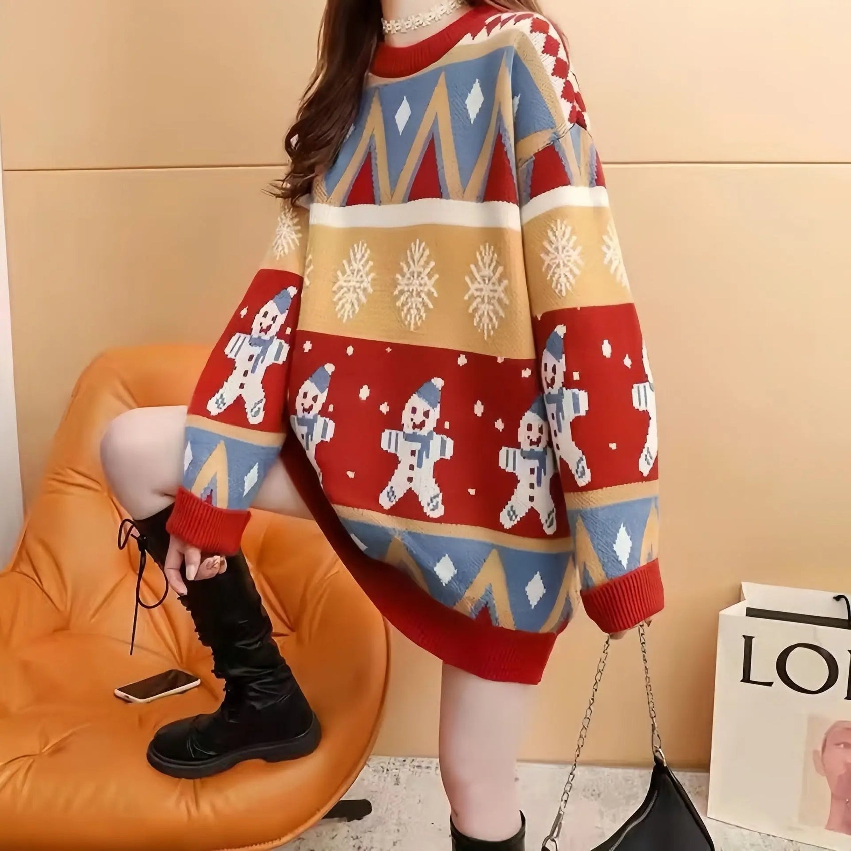 Women's Onesize Loose Oversized Christmas Sweater 1