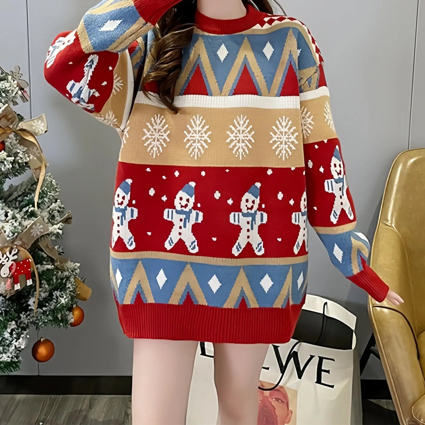 Women's Onesize Loose Oversized Christmas Sweater 2