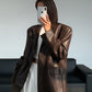 Women's Oversized Faux Leather Blazer with Lapel 7