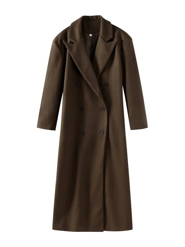 Women's Oversized Longline Double-Breasted Wool Coat 5