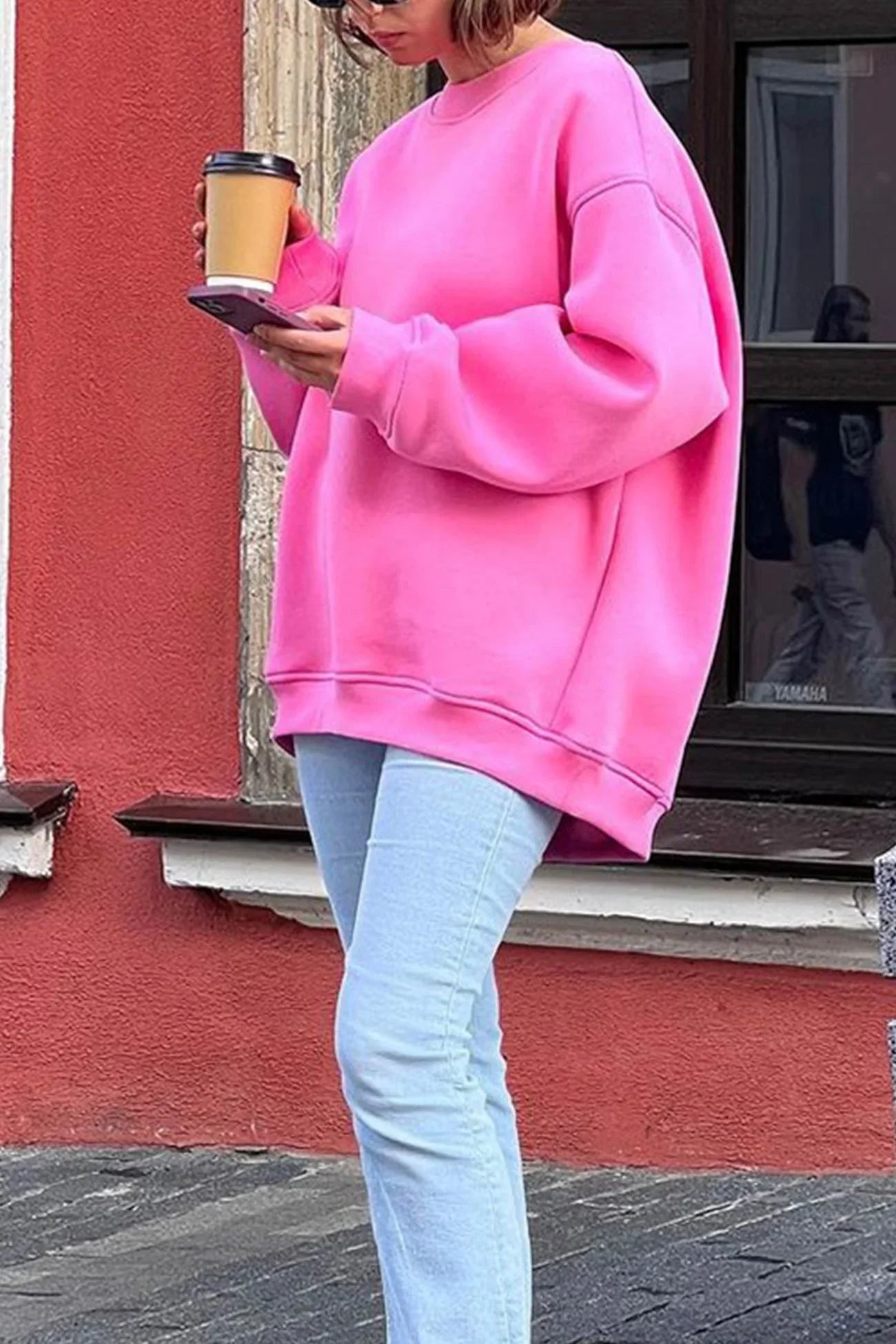 Women's Oversized sweatshirt with round neck 0