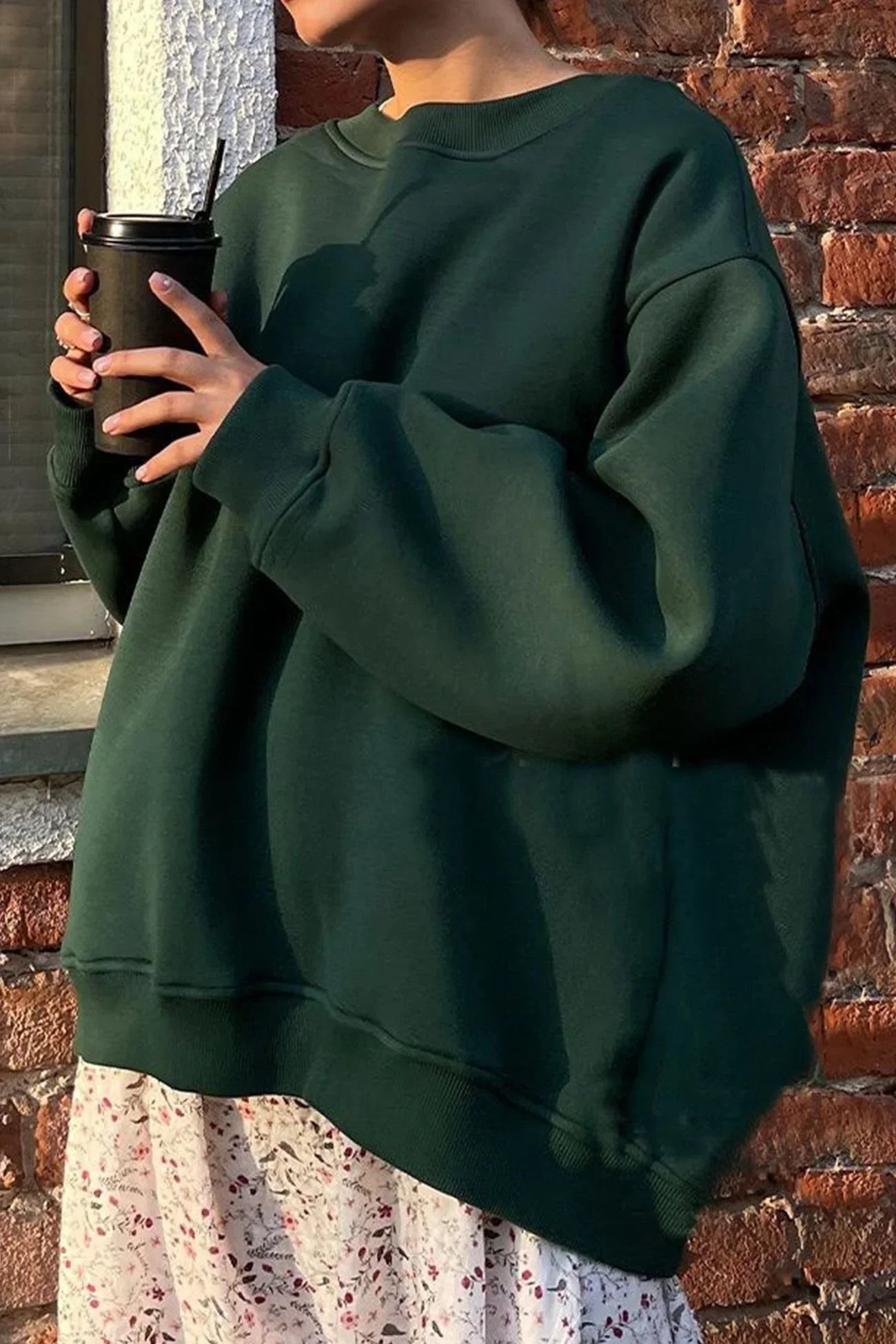 Women's Oversized sweatshirt with round neck 2