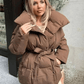 Women's Puffer Jacket with waist belt 2