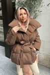 Women's Puffer Jacket with waist belt 2