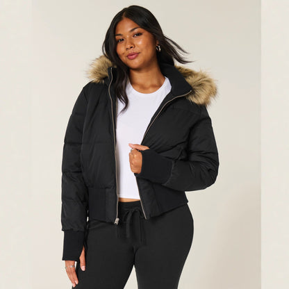 Women's Quilted Winter Jacket with Removable Hood 4