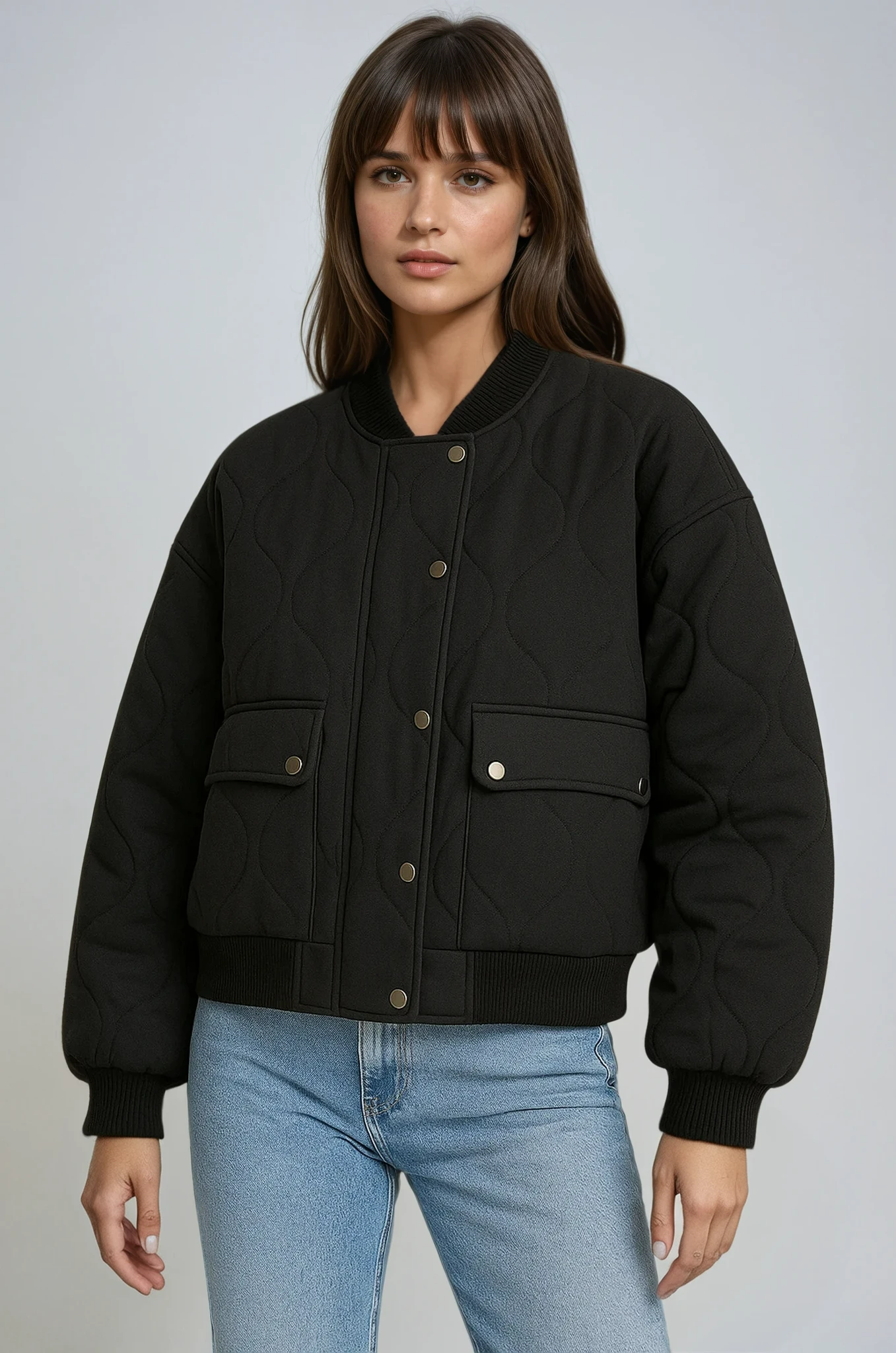 Women's Relaxed Quilted Bomber Jacket 1