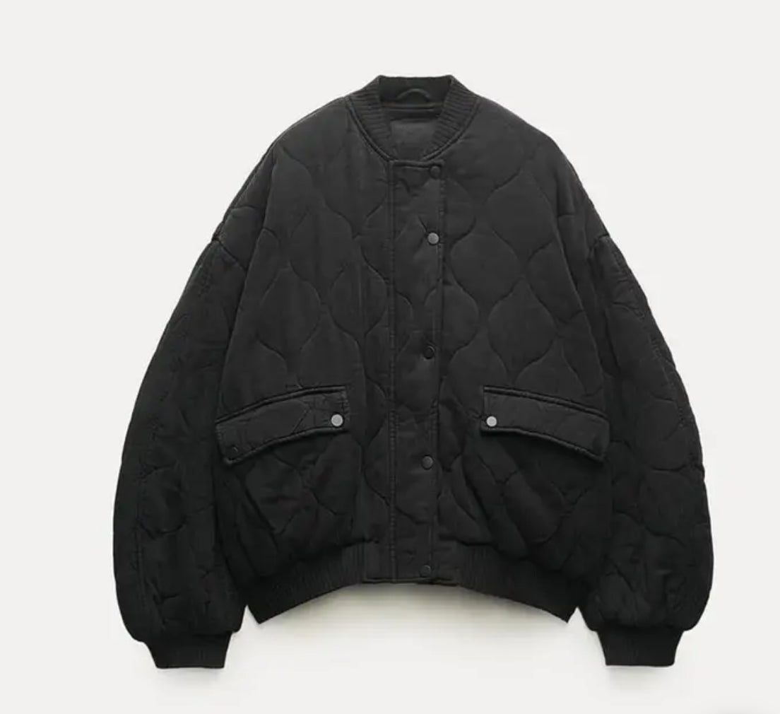 Women's Relaxed Quilted Bomber Jacket 2