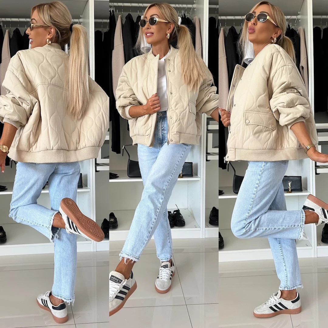 Women's Relaxed Quilted Bomber Jacket 5