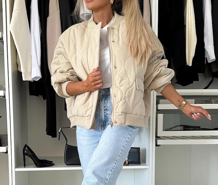 Women's Relaxed Quilted Bomber Jacket 7