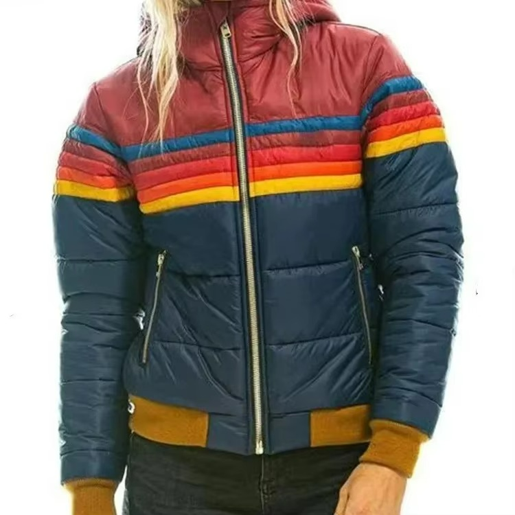 Women's Retro Striped Padded Puffer Jacket 7
