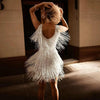 Women's Sequin Tassel V-Neck Backless Party Mini Dress 0