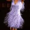 Women's Sequin Tassel V-Neck Backless Party Mini Dress 3