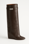 Women's Shark Lock Knee-High Faux Leather Boots 4