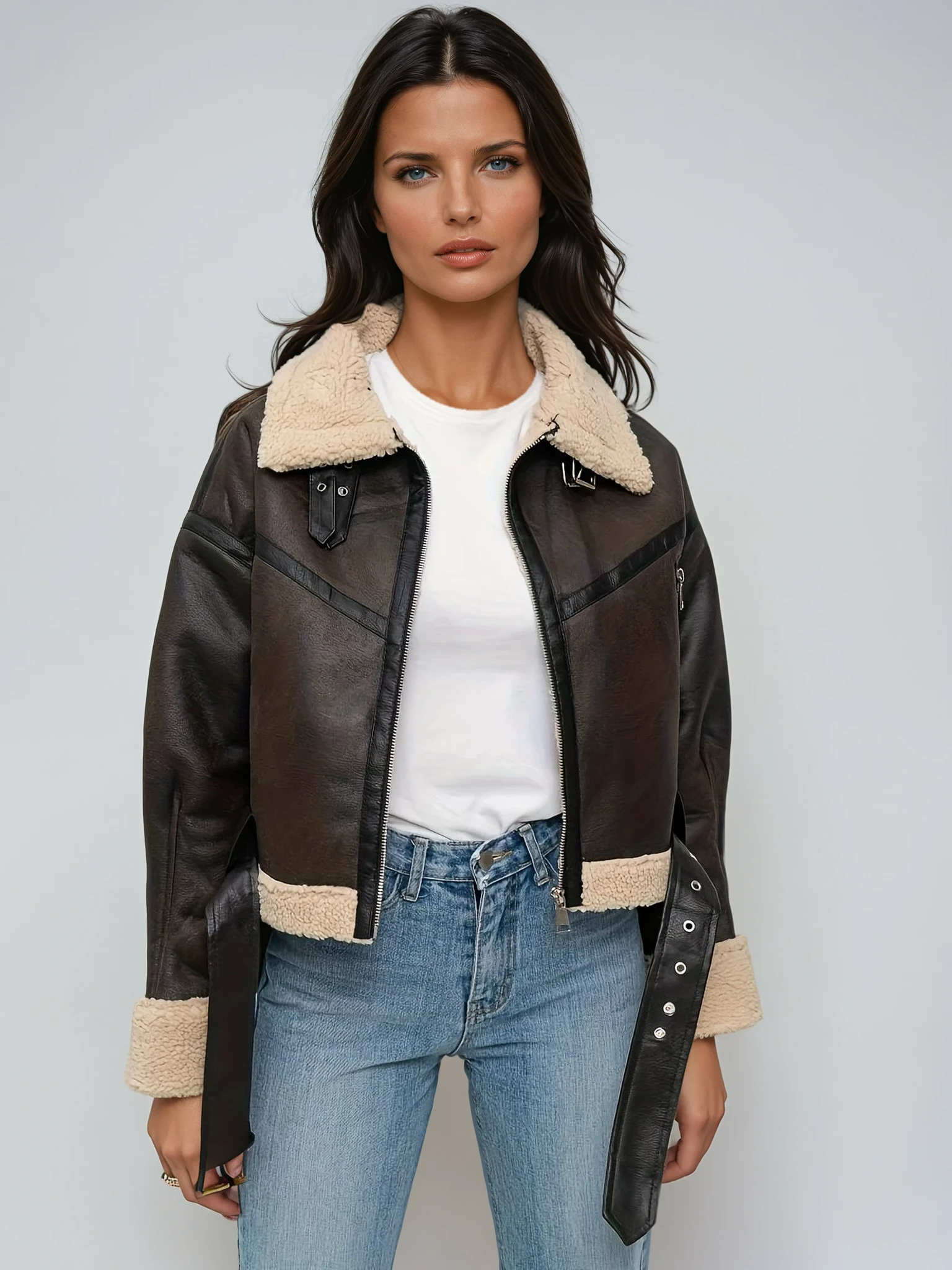 Women's Short Leather Winter Jacket 0