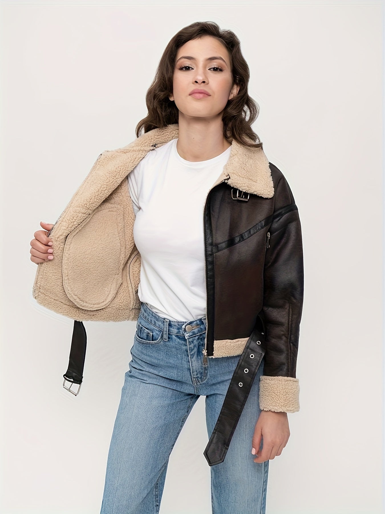 Women's Short Leather Winter Jacket 1