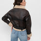 Women's Short Leather Winter Jacket 3