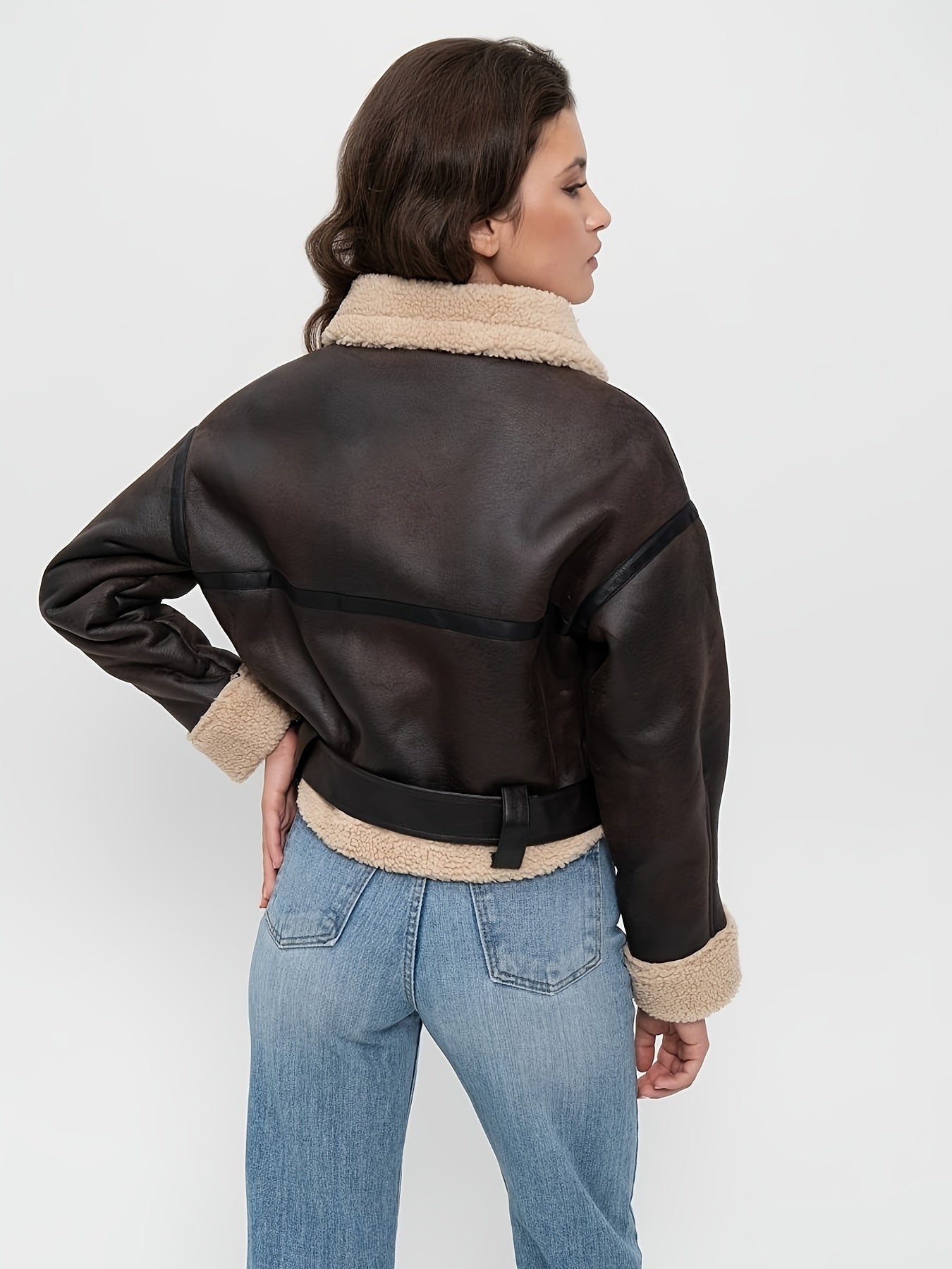 Women's Short Leather Winter Jacket 3