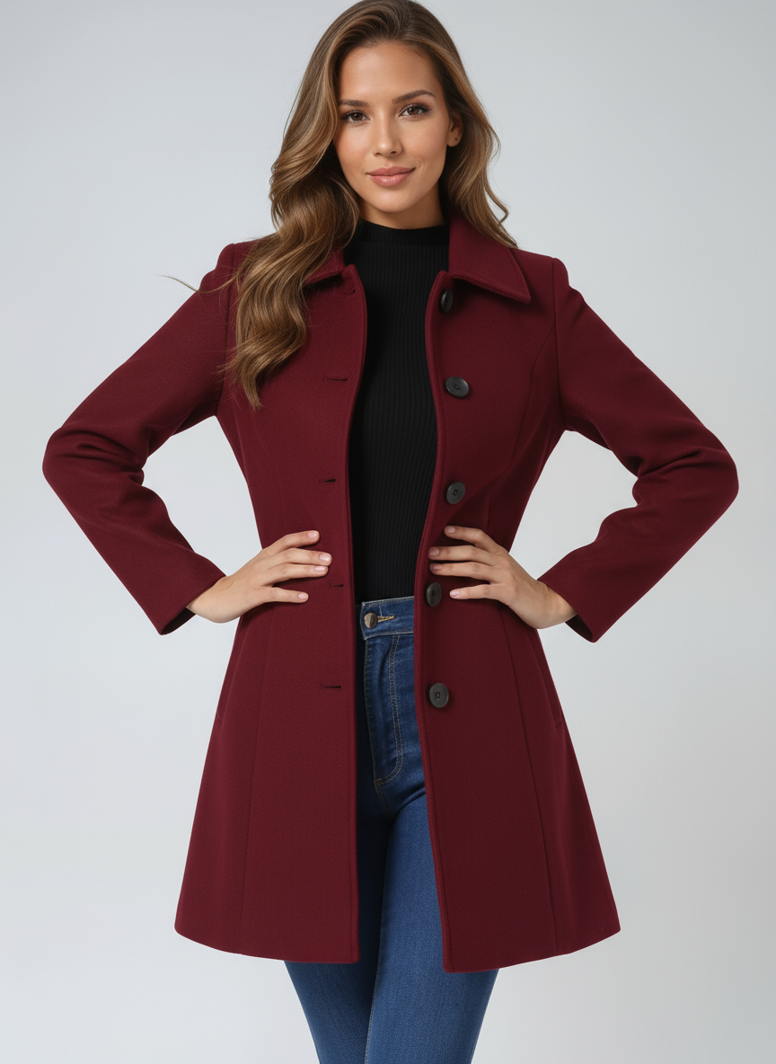 Women's Single Breasted Winter Trench Coat 6